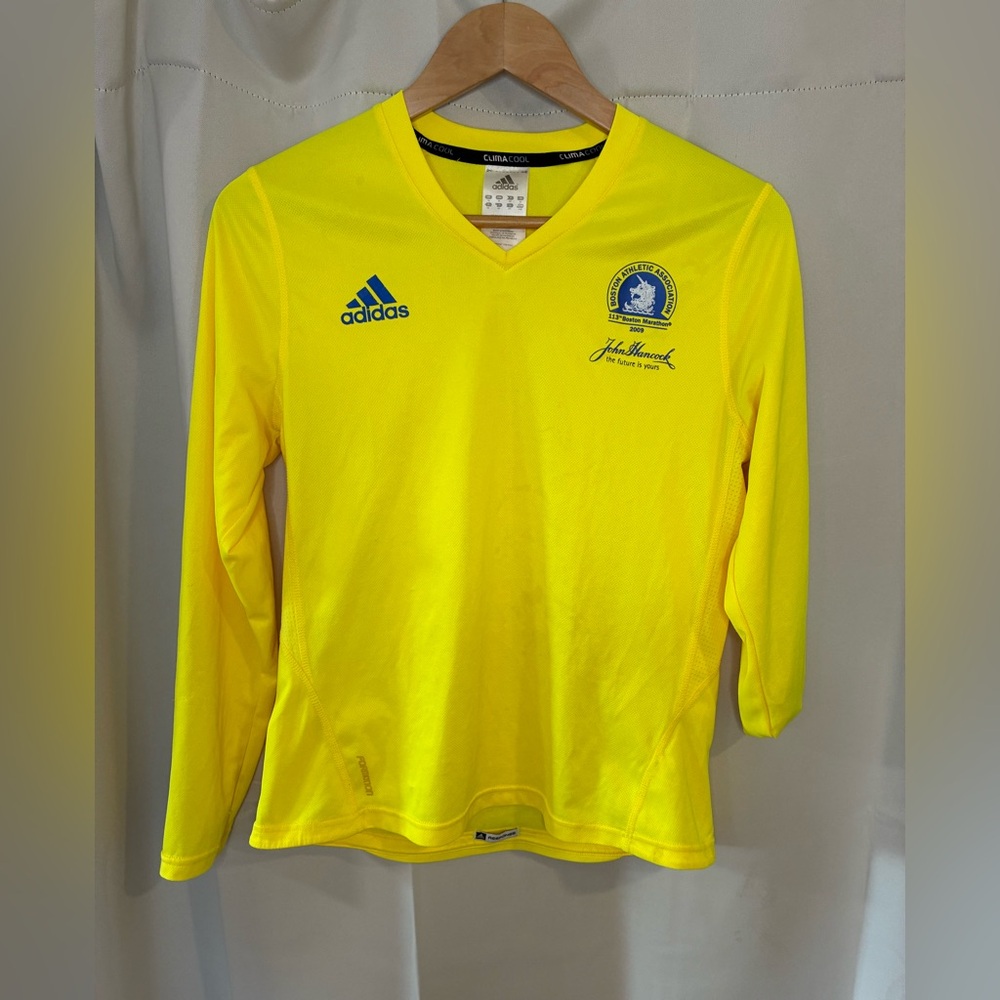 Adidas Boston Marathon 2009 Womens Medium Yellow Long Sleeve Running Shirt